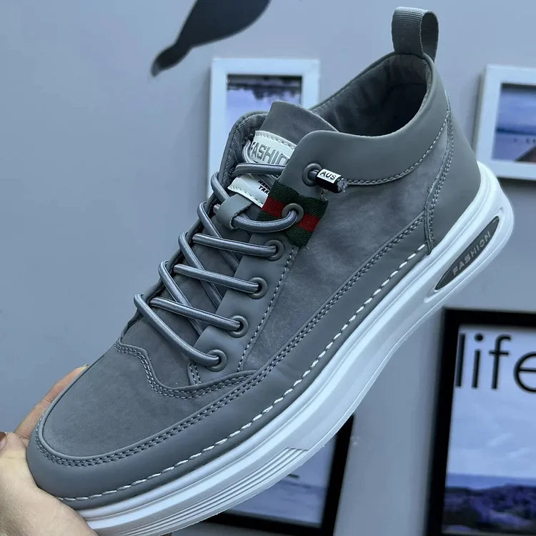 Shock-Absorbing Low-Cut Leather Look Sneakers