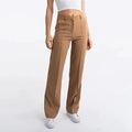 Women's Suit Pants - High-Waisted - Wide Legs - Elegant with Pockets