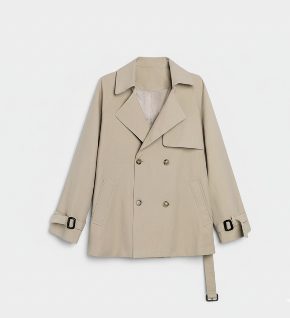 Double-Breasted Belted Relaxed Trench Coat