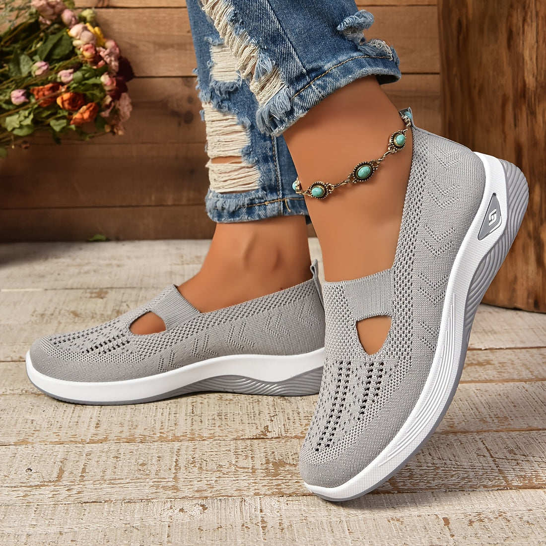 Breathable Knit Cushioned Slip-On Sneakers