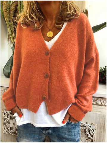 Soft Knit Relaxed V-Neck Cardigan