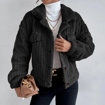 Oversized Faux Fur Revers Collar Teddy Coat