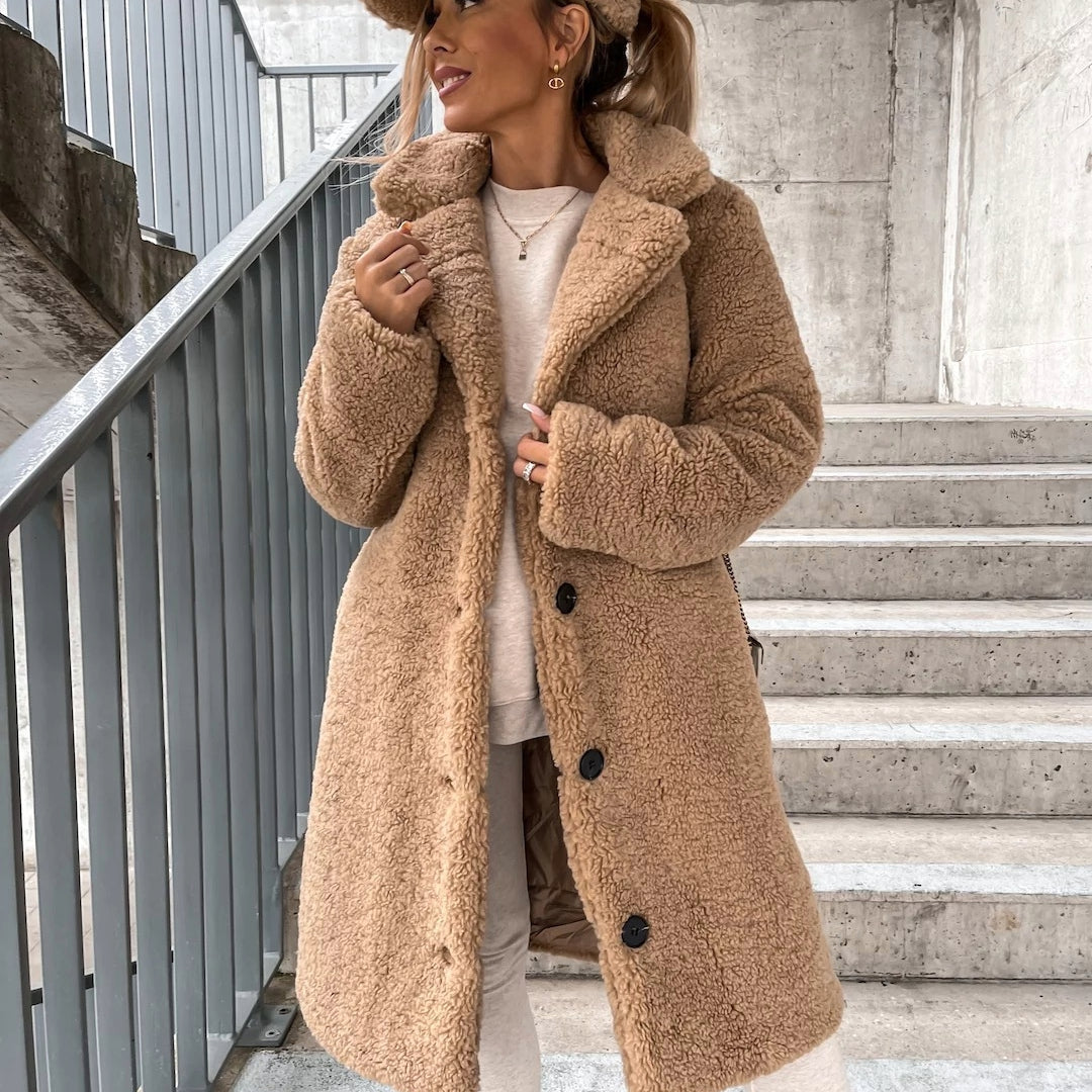 Sherpa Texture Oversized Long Coat