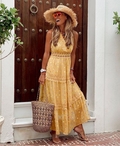 Women's Maxi Dress - Lace & Embroidery - Flowy Fit - Sleeveless & Lightweight