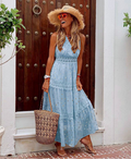 Women's Maxi Dress - Lace & Embroidery - Flowy Fit - Sleeveless & Lightweight