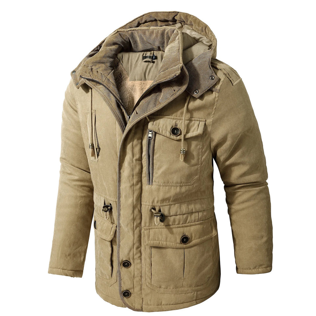 Weather-Resistant Hooded Multi-Pocket Utility Jacket