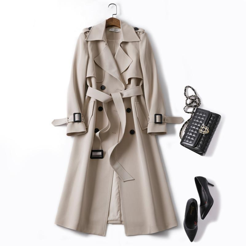 Double Breasted Belted Slim Trench Coat
