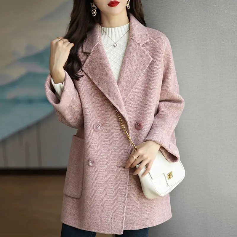 Wool Texture Double Breasted Slim Trench Coat