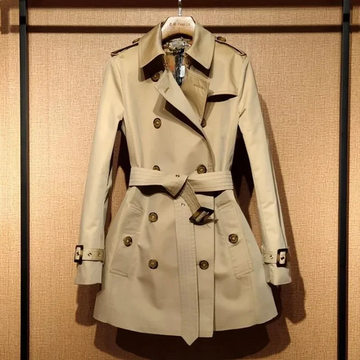 Belted Double-Breasted Slim Fit Trench Coat