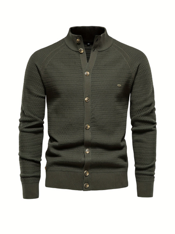 Slim Fit Textured High Collar Sweatshirt