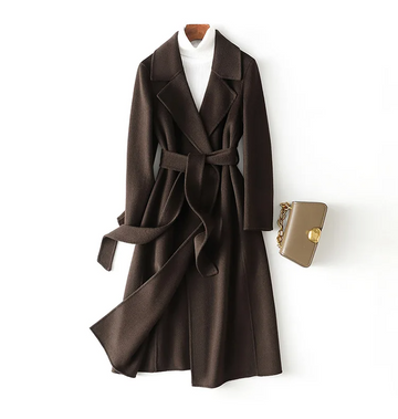 Belted Waist Longline Wool Coat