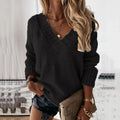 Women's Knit Sweater - Oversized V-neck - Soft and Warm - Relaxed Fit
