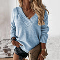 Women's Knit Sweater - Oversized V-neck - Soft and Warm - Relaxed Fit