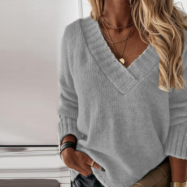 Soft Warm Oversized V-neck Knit Sweater