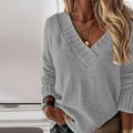 Women's Knit Sweater - Oversized V-neck - Soft and Warm - Relaxed Fit