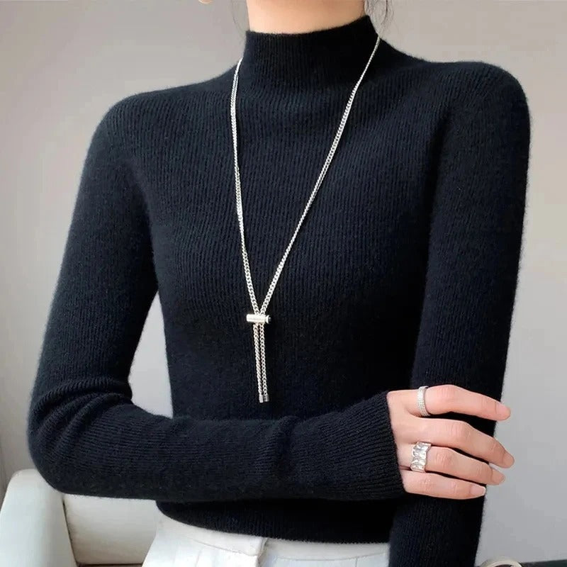 Wool Blend Slim Fit Turtleneck Sweater