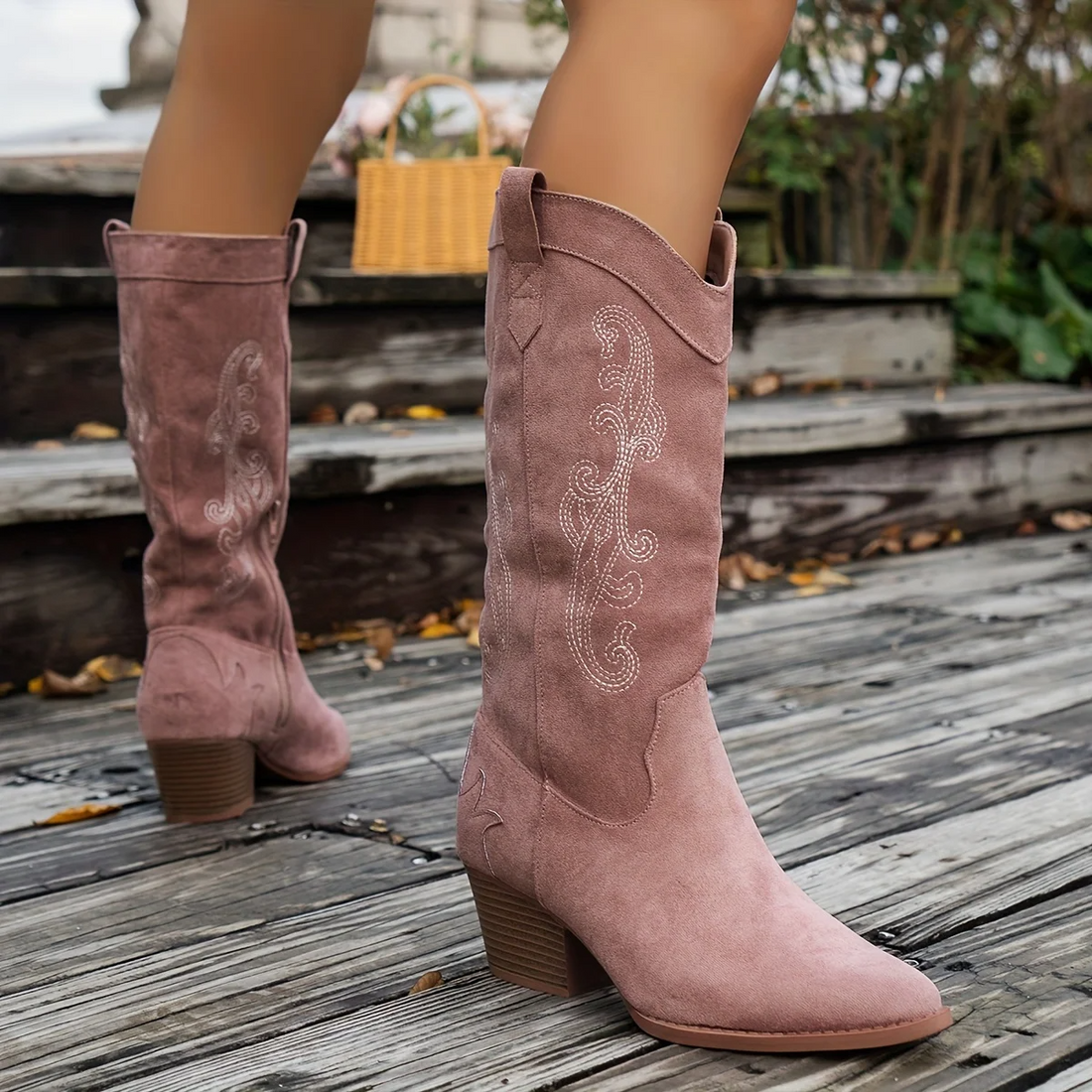 Faux Suede Mid-Calf Zip Boots