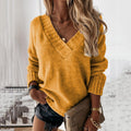 Women's Knit Sweater - Oversized V-neck - Soft and Warm - Relaxed Fit