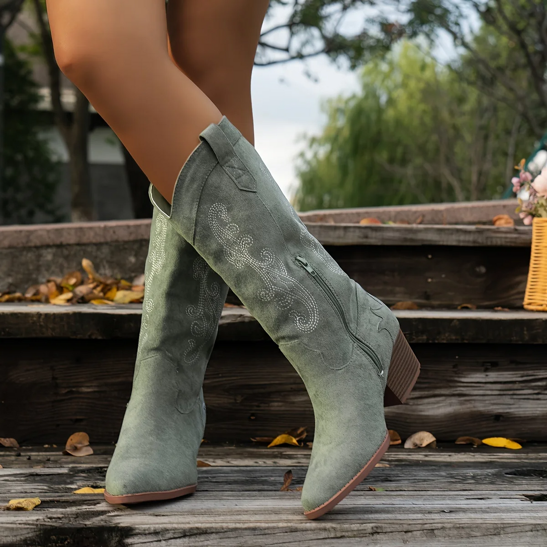 Faux Suede Mid-Calf Zip Boots