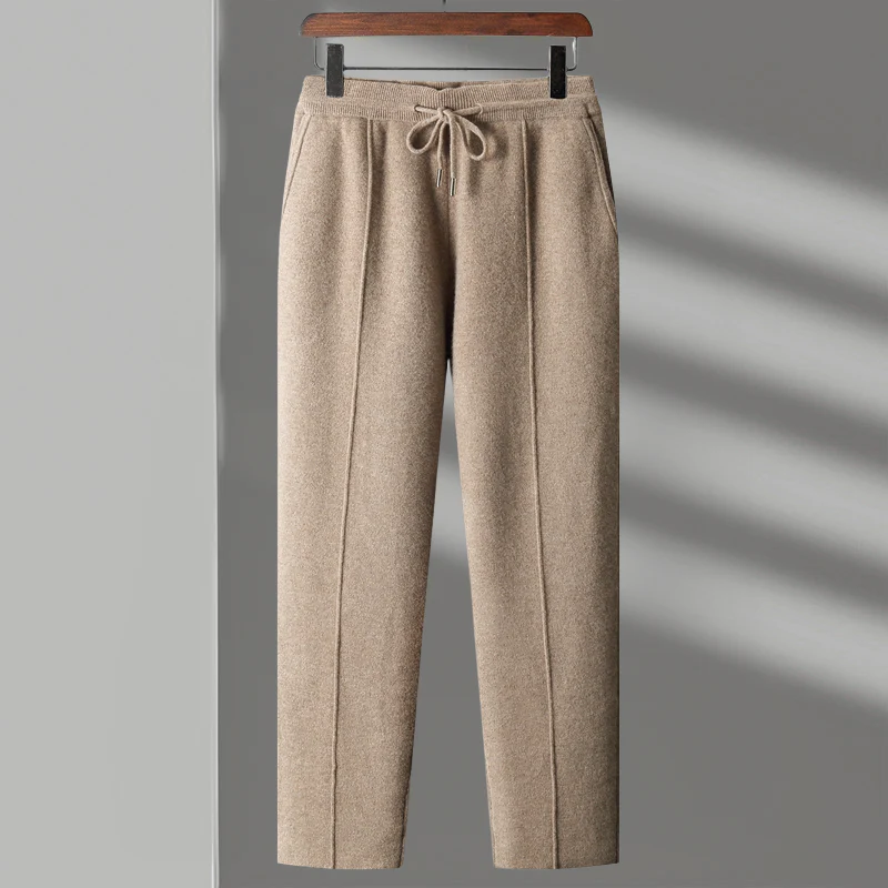 Front Seam Elastic Waist Knit Trousers