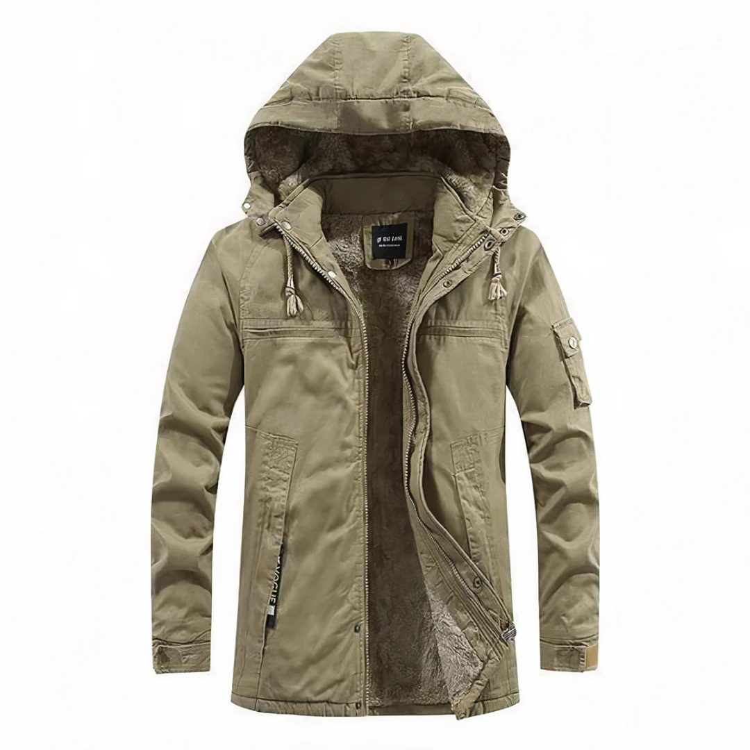 Windproof Fur-Lined Multi Pocket Hooded Jacket