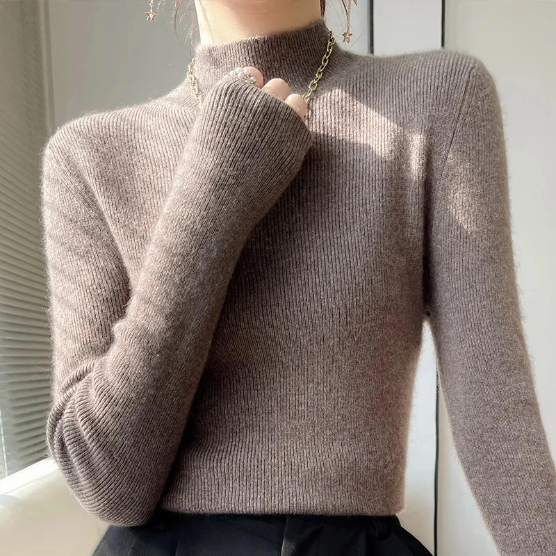 Wool Blend Slim Fit Turtleneck Sweater