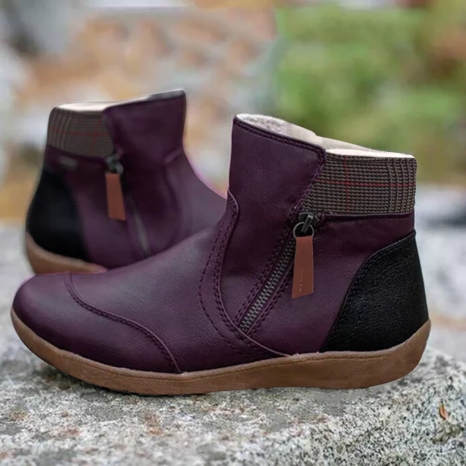 Men's ankle boots – Leather – Slim fit – Zipper – Elastic shaft – Shock-absorbing sole
