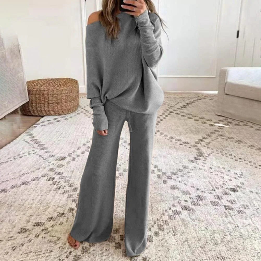 Two-Piece Soft Knit Oversized Fit Loungewear Set