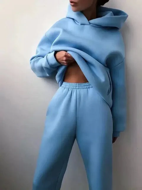 Two-Piece Oversized Fleece Hoodie and Joggers Set