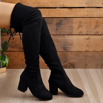 Stretch Fit Block Heel Over-the-Knee Boots