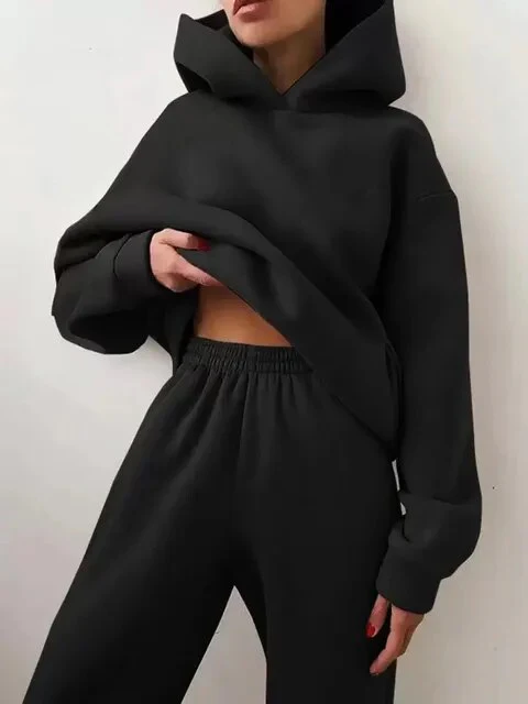 Two-Piece Oversized Fleece Hoodie and Joggers Set