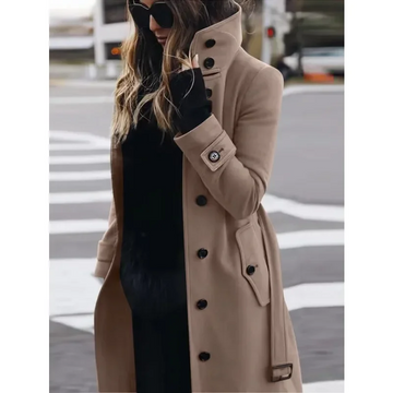 Single Breasted Slim Fit Wool Coat