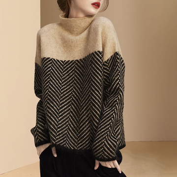 Oversized Plush Knit High Neck Pullover Sweatshirt