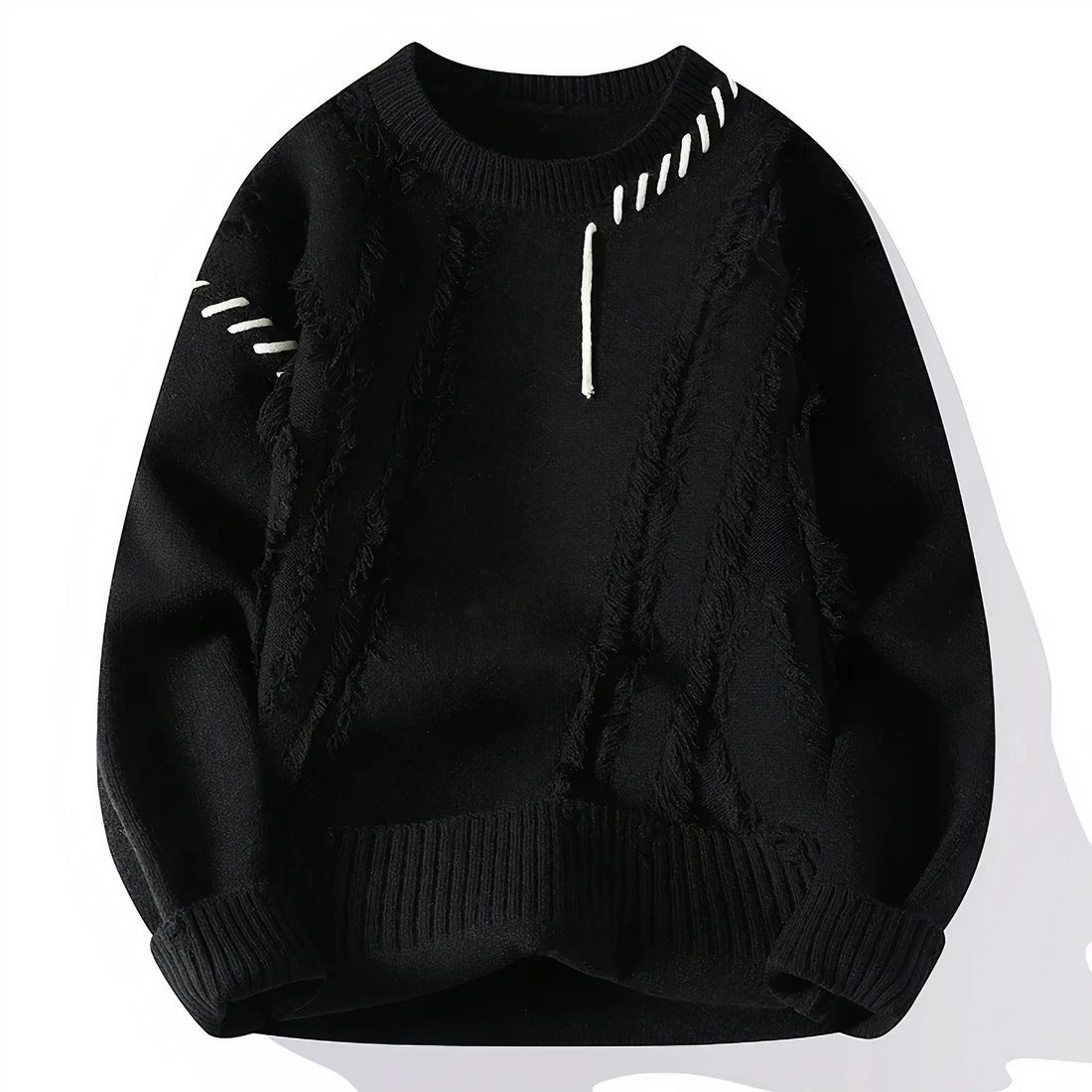 Patchwork Fringe Wool Blend Sweater