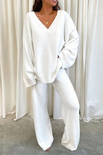 Soft Knit Oversized Wide-Leg Loungewear Set