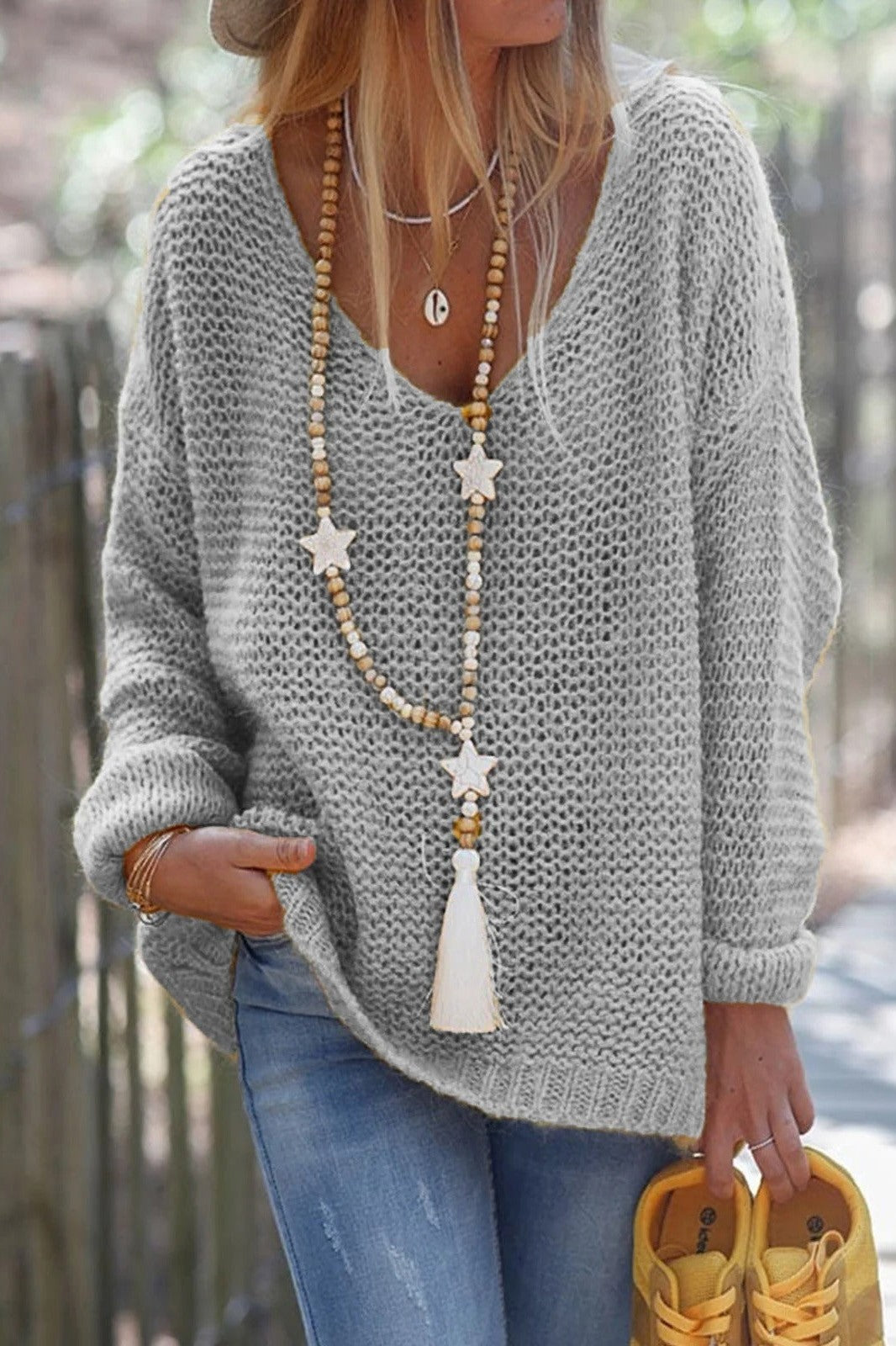 Soft Knit Oversized V-Neck Sweater
