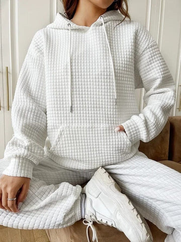 Quilted Relaxed Fit Kangaroo Pocket Hoodie