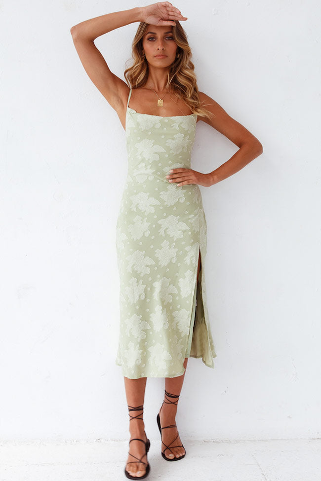 Silky Touch Floral Cowl Neck Slip Midi Dress