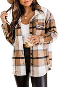 Women's Shirt - Soft Flannel - Classic Button Closure - Checkered Pattern - Long-Sleeved