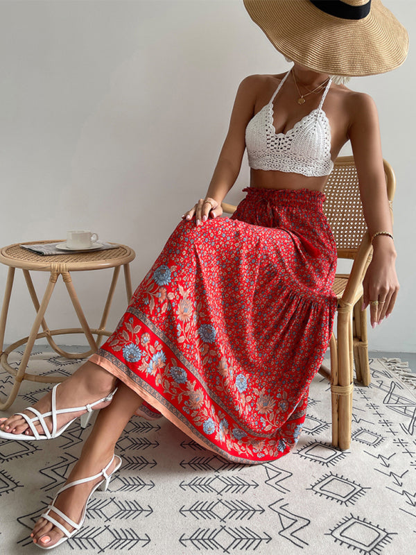 Light Airy Floral Print Maxi Skirt