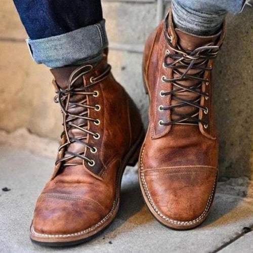 Full-Grain Leather Lace-Up Ankle Boots