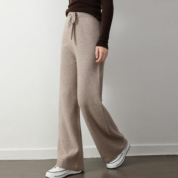 Relaxed Ribbed Wide Leg Knit Pants