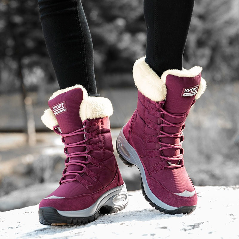 Insulated Puffer Mid-Calf Lace-Up Boots