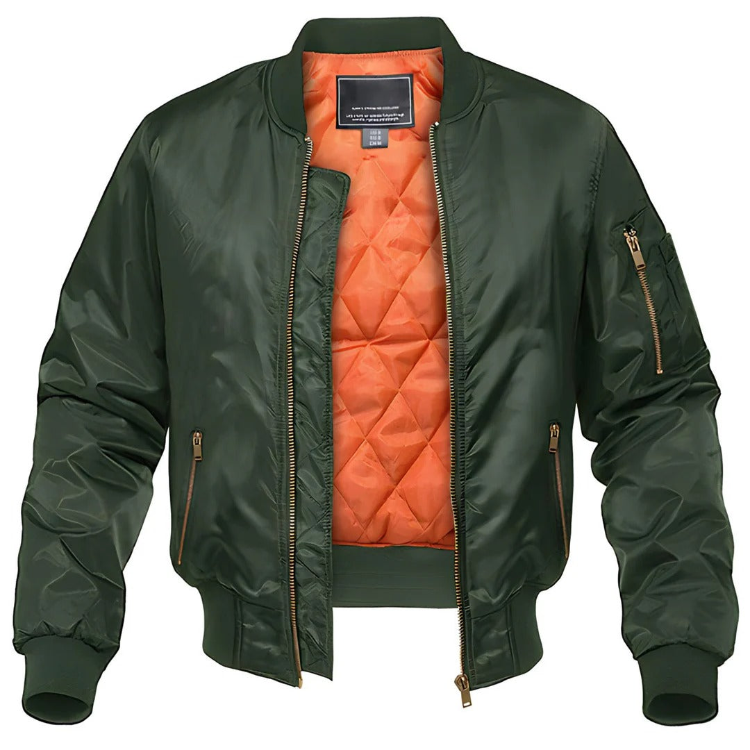Quilted Utility Pocket Bomber Jacket