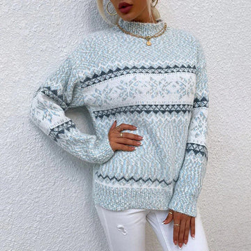 Wool Snowflake Pattern Relaxed Fit Sweater