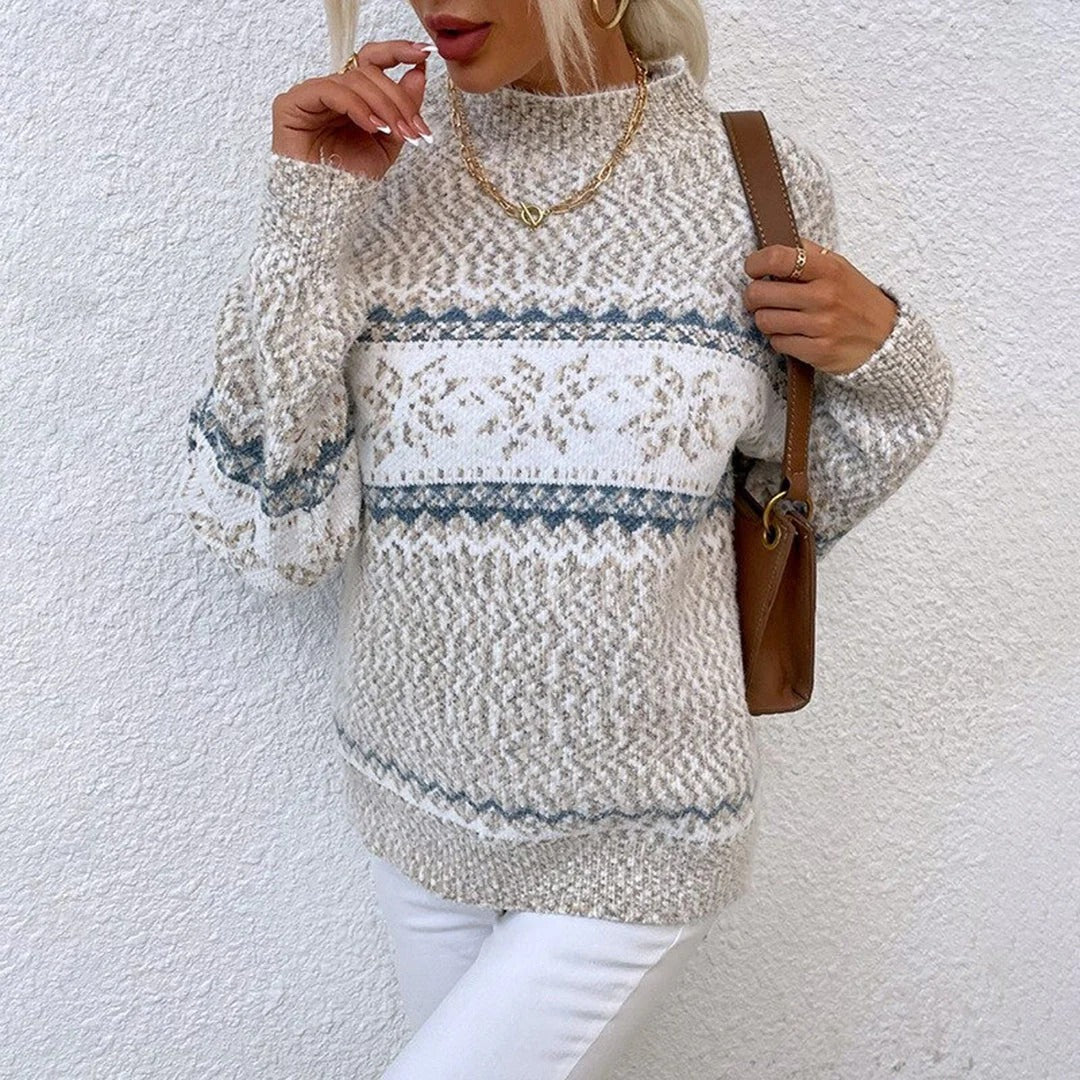 Wool Snowflake Pattern Relaxed Fit Sweater