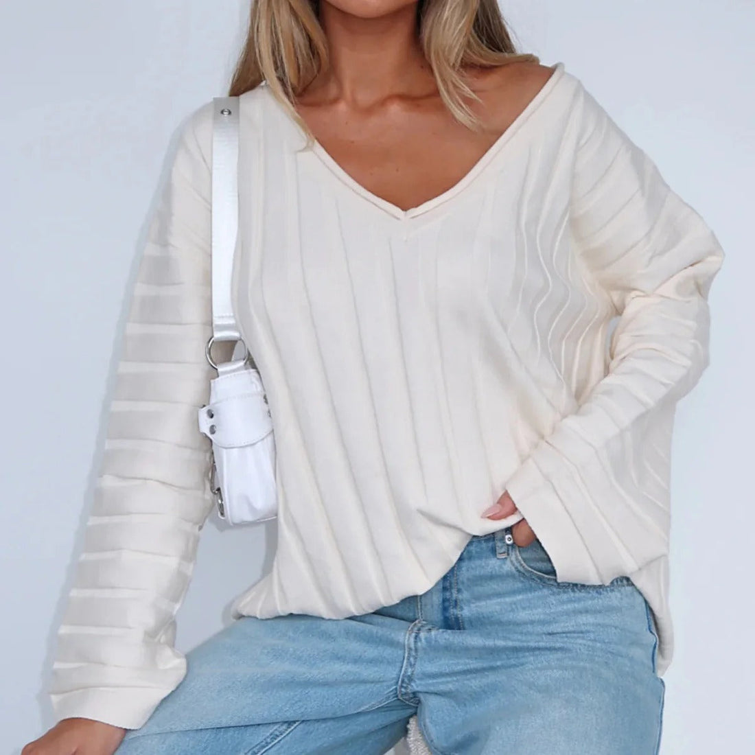 Soft Wool Relaxed V-Neck Sweater