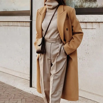 Tailored Fit Wool Look Double Breasted Trenchcoat