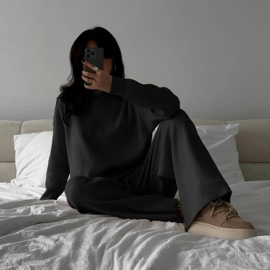 Ribbed Knit Oversized @-Piece Loungewear Set