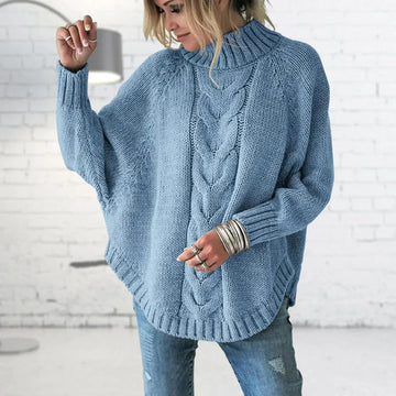 Oversized Wool Knit Turtleneck Pullover Sweater